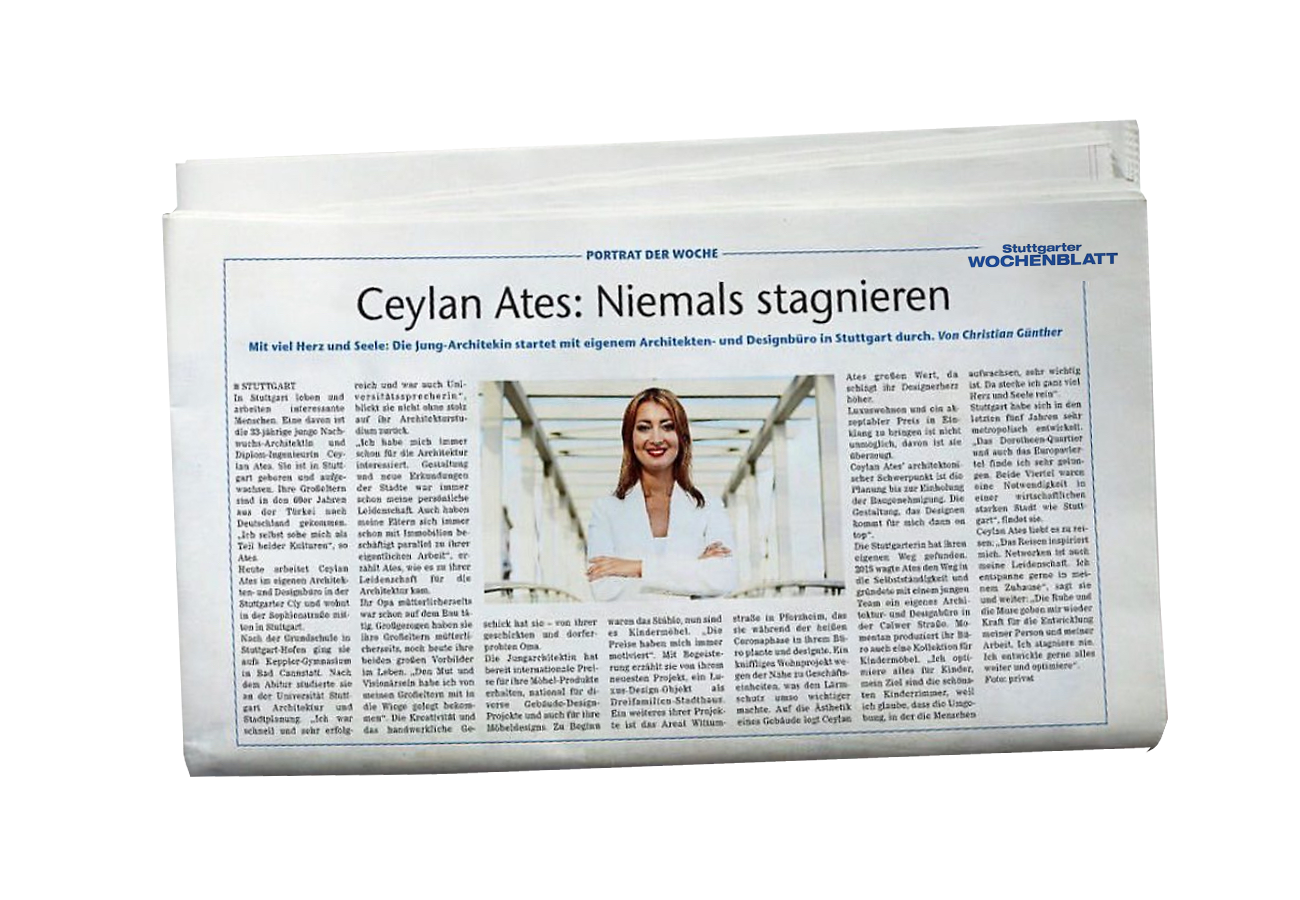 Porträt von Ceylan Ateş im Stuttgarter Wochenblatt: Junge Architektin startet eigenes Büro